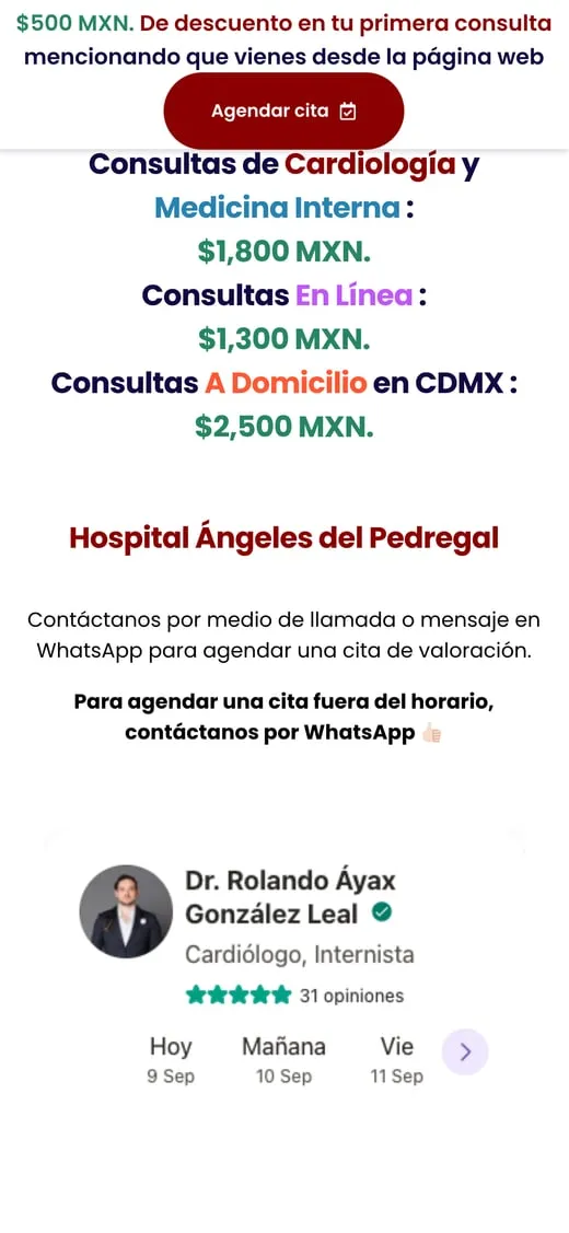 Pantalla del sitio de Dr. Rolando González