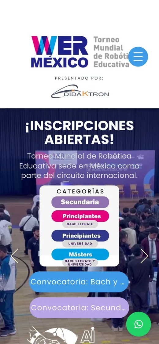 Pantalla del sitio de WER México